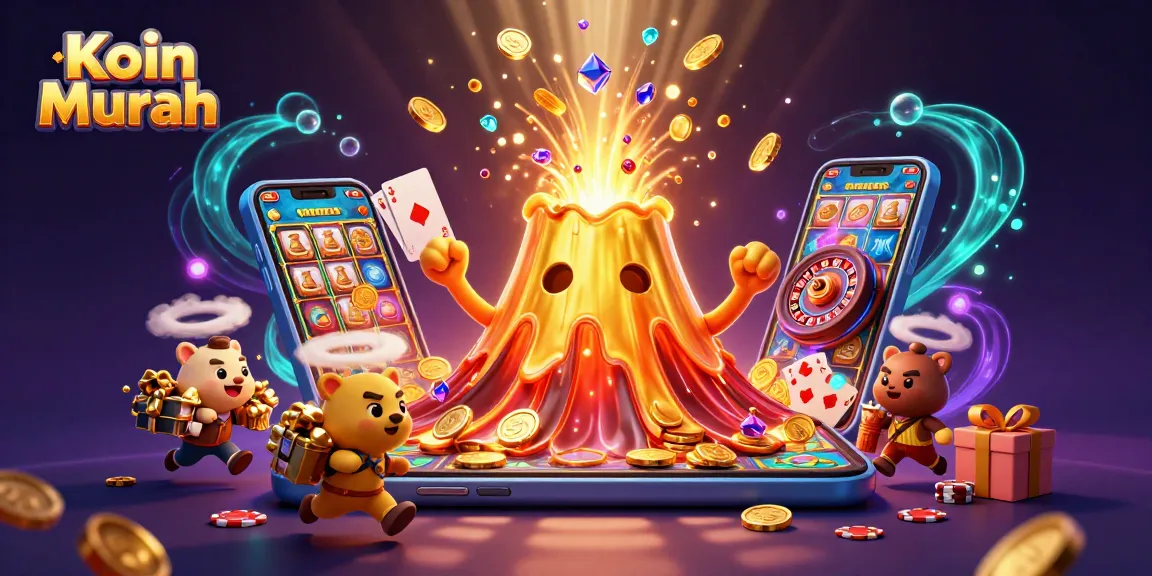 Top Up Koin Murah dengan Volcano emas dan karakter menarik di dunia game online.