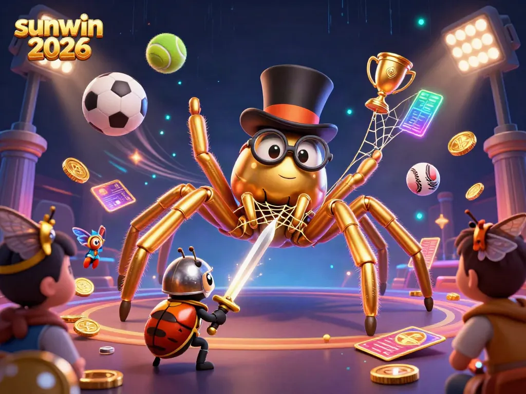 Experience thrilling betting action in the vibrant sunwin 2026 casino scene featuring dynamic characters and sports elements.