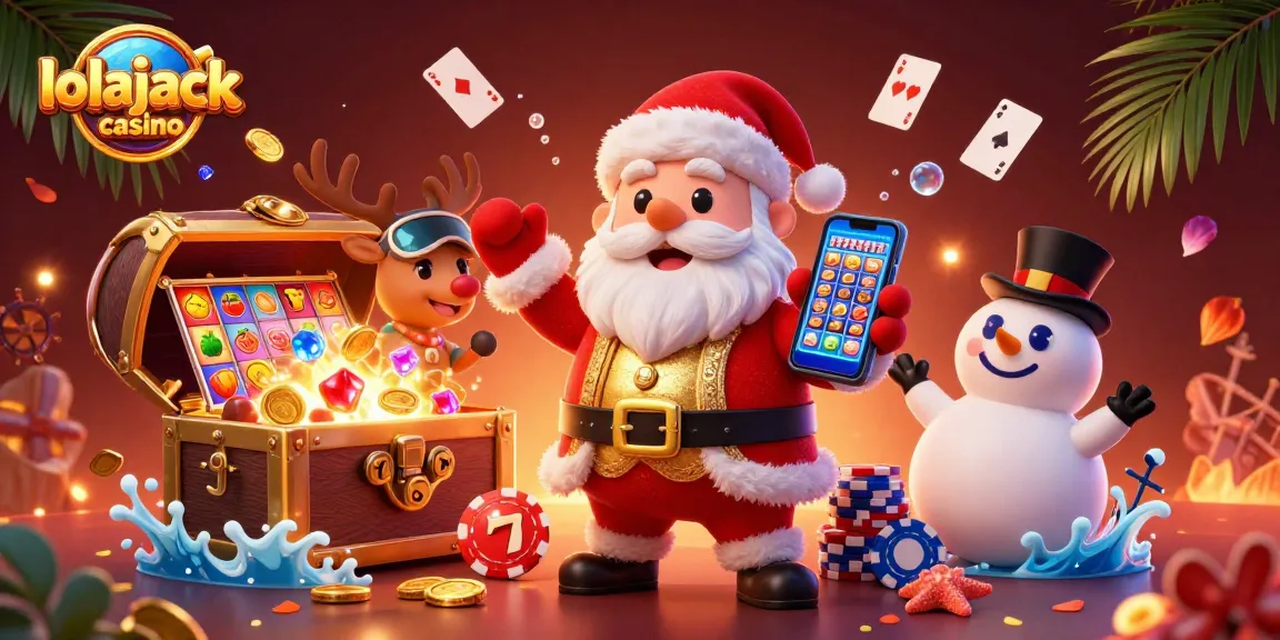 Experience the excitement of lolajack casino as Santa, his reindeer, and a snowman celebrate jackpots in style.